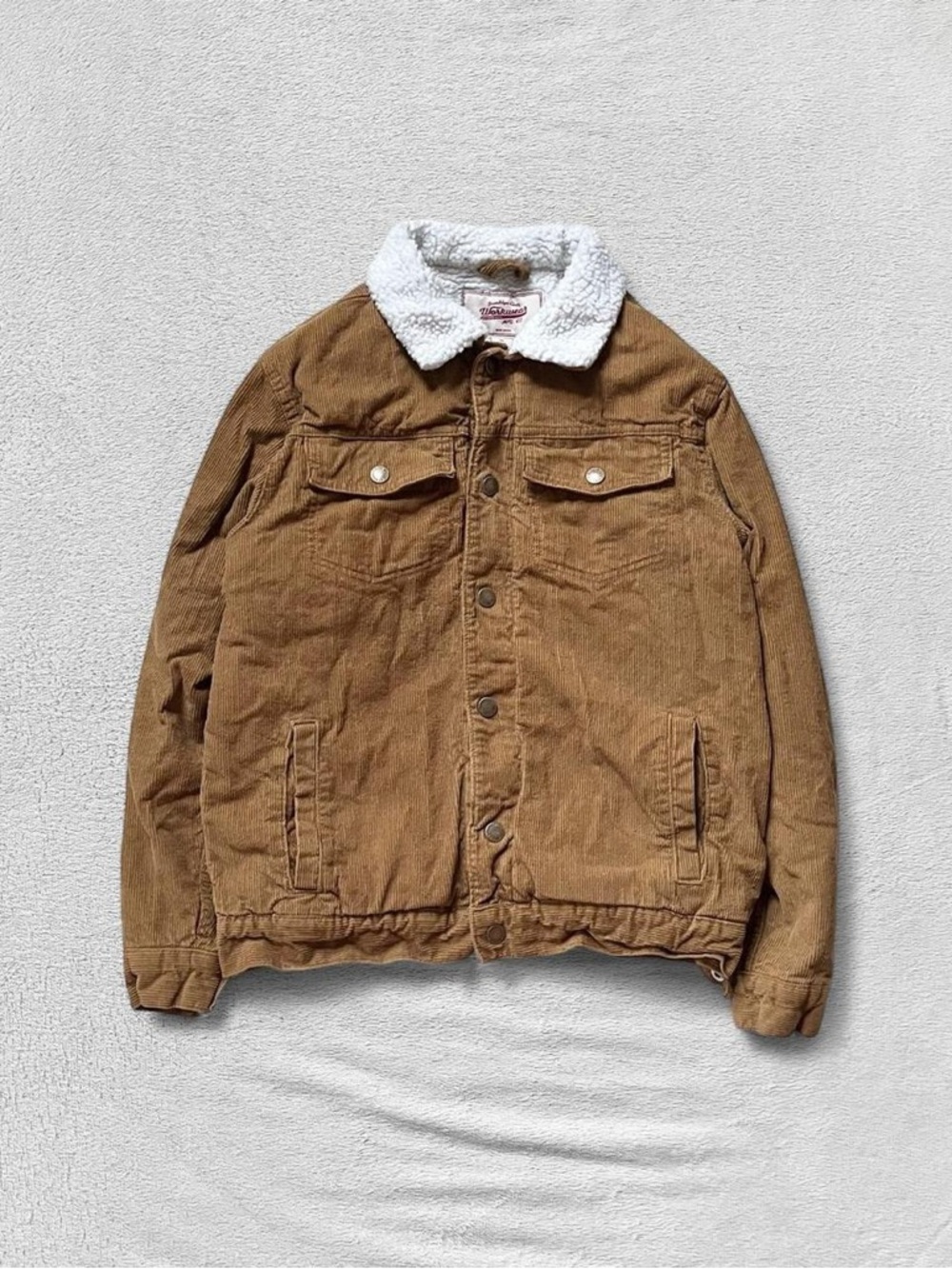 Brooklyn Cloth Workwear Cotton Tan-Brown Corduroy Button-Up Coat, Men’s Medium